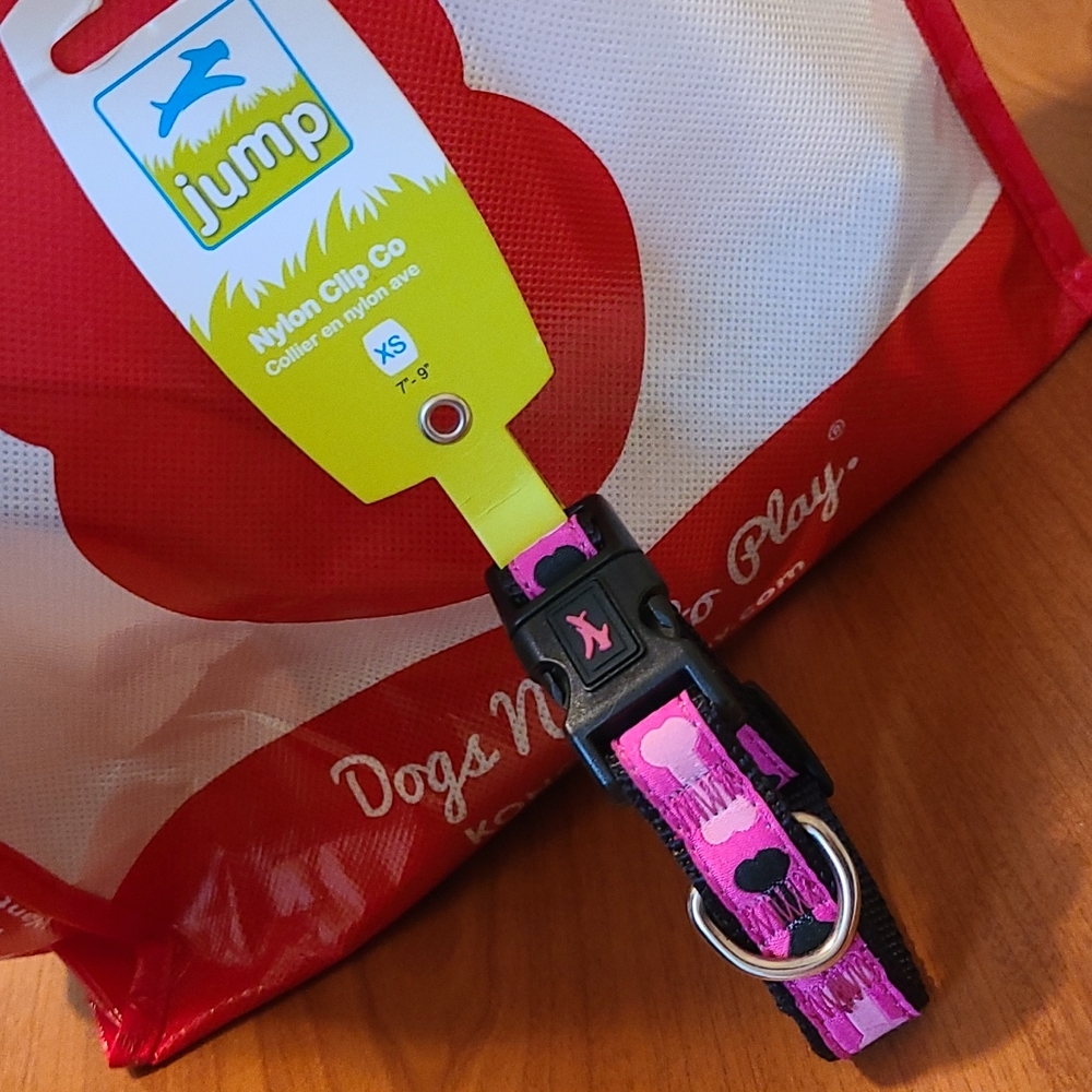 Dog collar. Pink . Nylon clip XSMALL
